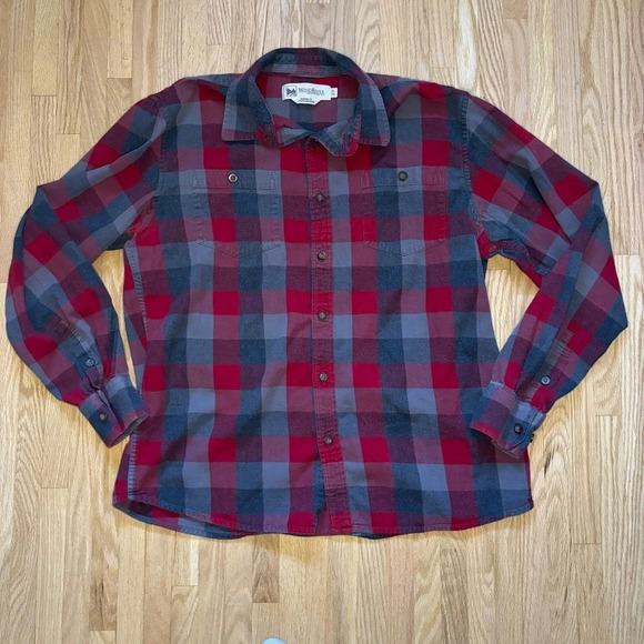 Wind River | Modern Fit Black & Red Plaid 100% Cotton ButtonUp Long Sleeve Shirt - Picture 1 of 8